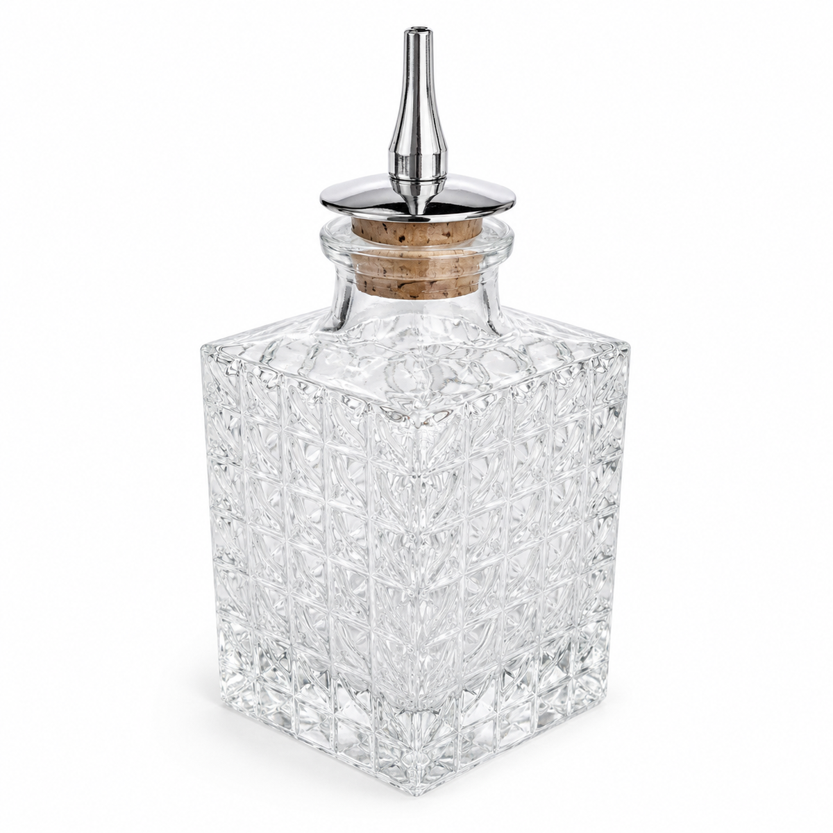 Botella Dispensadora de Vidrio con Tapón de Corcho y Boquilla Metálica – 100 ml