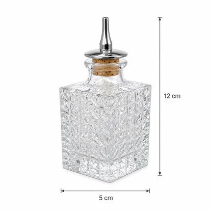 Botella Dispensadora de Vidrio con Tapón de Corcho y Boquilla Metálica – 100 ml