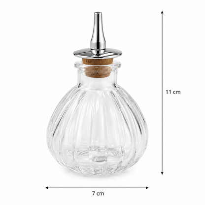 Botella Dispensadora de Vidrio Redonda Acanalada con Tapón de Corcho – 100 ml