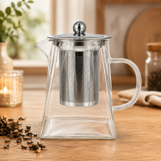 Tetera Infusora de Vidrio Borosilicato con Filtro de Acero Inoxidable – 550 ml