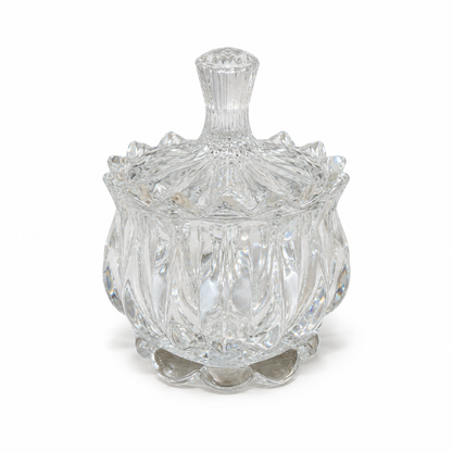 Joyero de Cristal Tallado con Tapa Decorativa