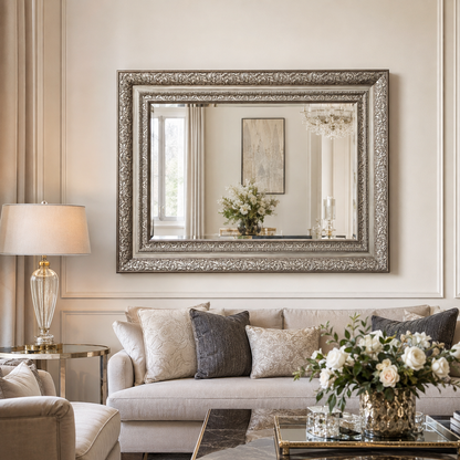 Espejo Biselado Silver – Estilo Vintage Barroco - 86 cm