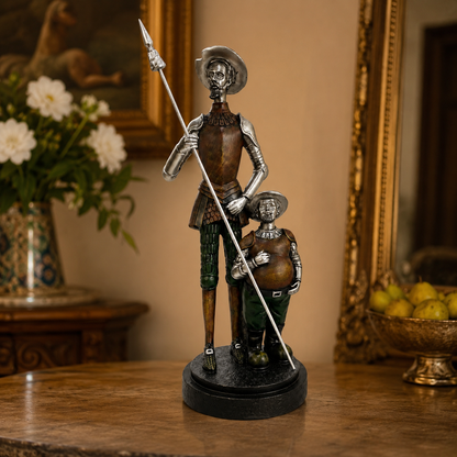 Figura Decorativa Don Quijote y Sancho Panza - Poliresina - 35,5 cm