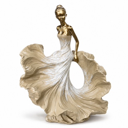 Figura Decorativa de Bailarina con Vestido en Movimiento - Poliresina – 38 cm