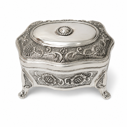 Joyero Octagonal de Plaqué Estilo Vintage - 10 cm
