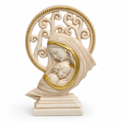 Figura Decorativa Virgen María con el Niño Jesús - 12 cm
