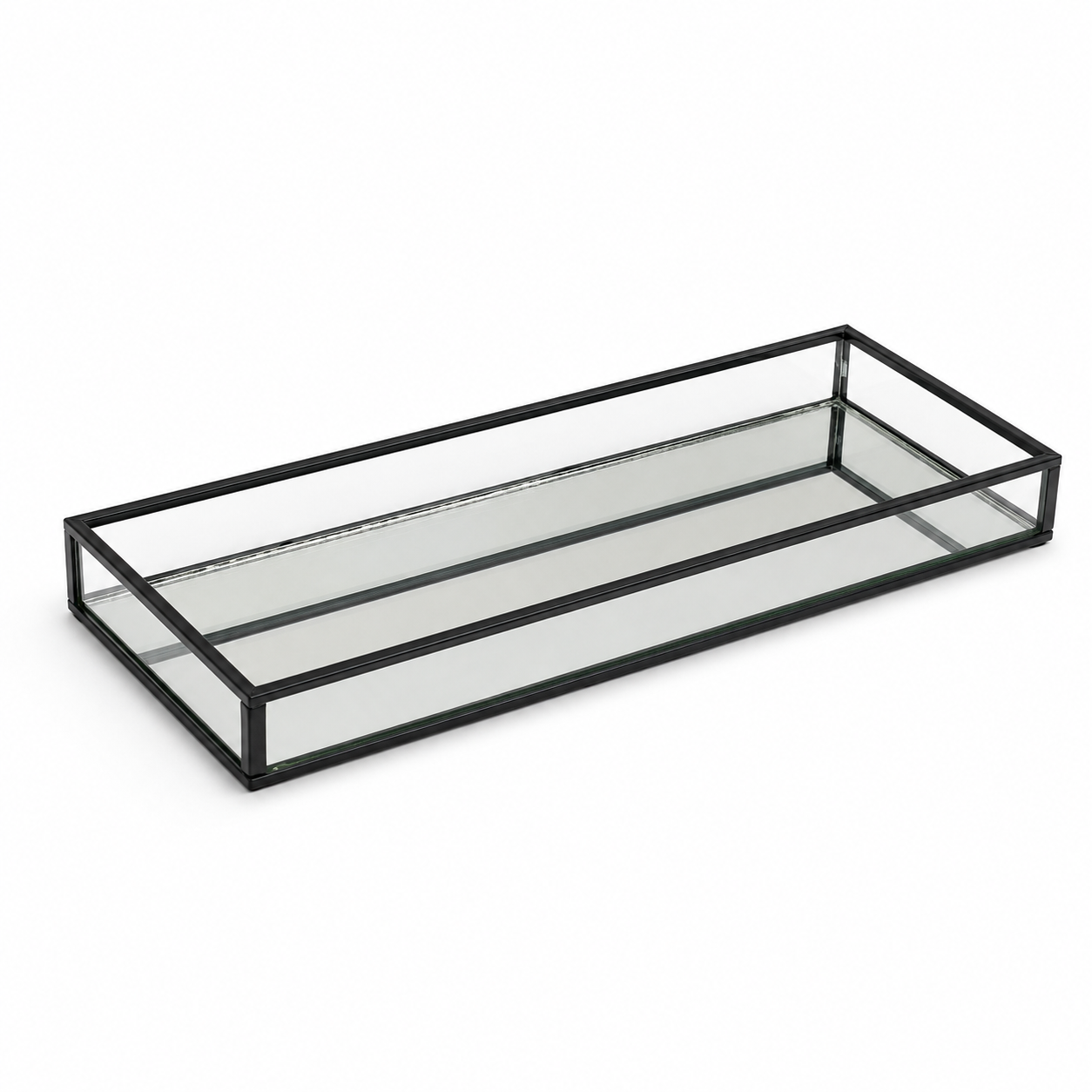 Bandeja Rectangular Negra Espejada - 30 cm