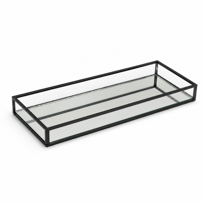 Bandeja Rectangular Negra Espejada - 30 cm