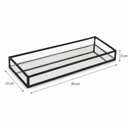 Bandeja Rectangular Negra Espejada - 30 cm