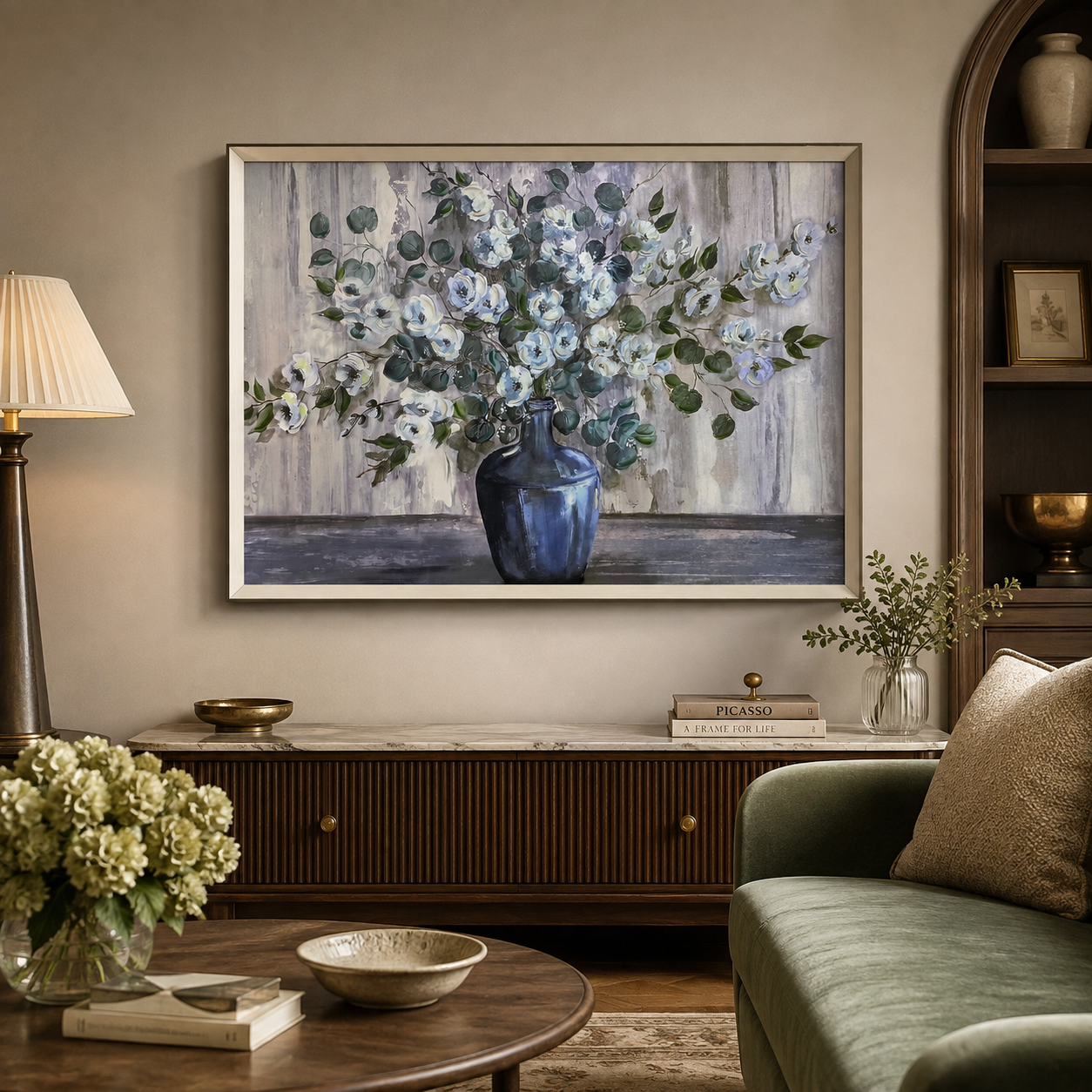 Cuadro Decorativo Floral con Relieve y Marco Sobresaliente - 118 Cm