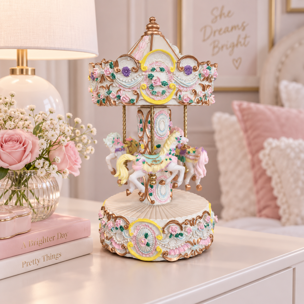 Carrusel Musical Decorativo de Poliresina - 23 cm