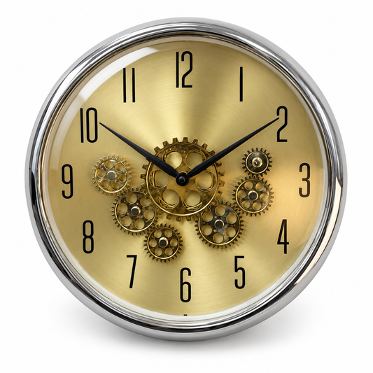 Reloj Engranaje Brillante Dorado y Plateado - 35 cm
