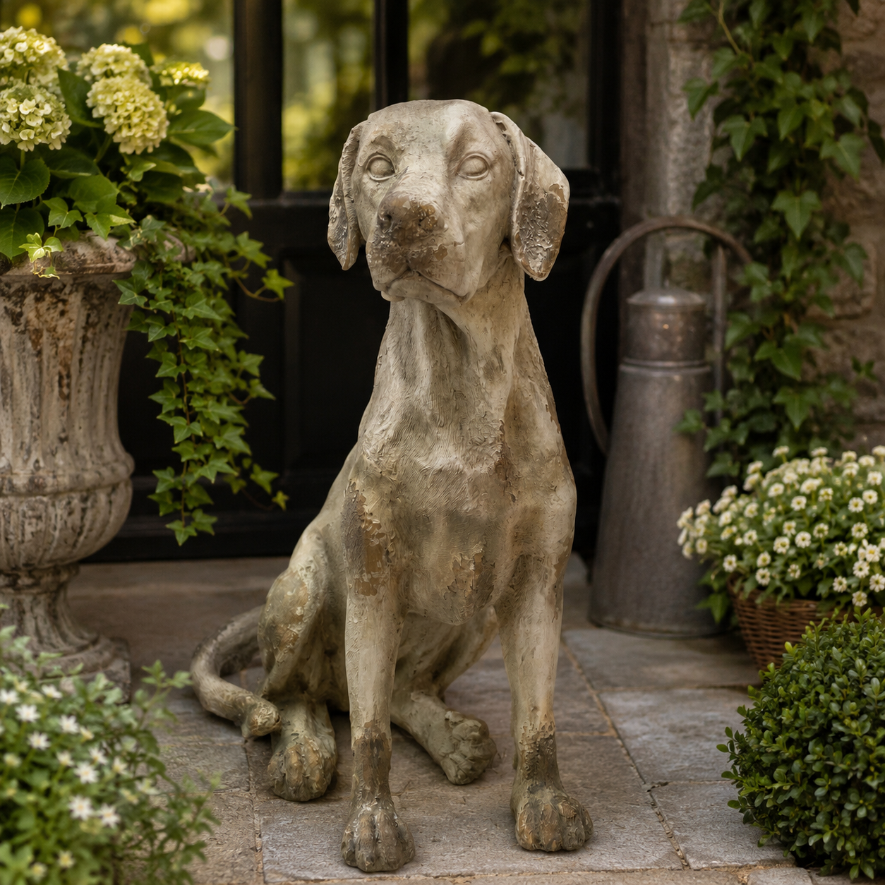 Figura Decorativa Perro Sentado - Poliresina – 71 cm