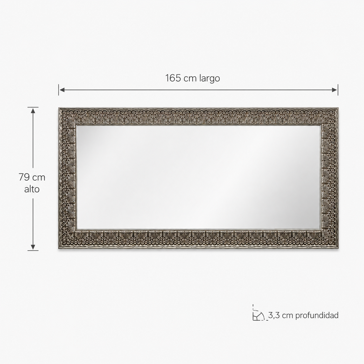 Espejo Rectangular Plateado Envejecido – 165 cm