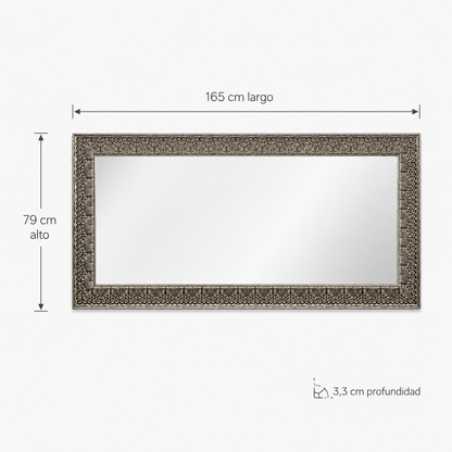 Espejo Rectangular Plateado Envejecido – 165 cm