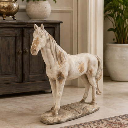 Figura Decorativa Caballo Envejecido - Resina – 72 cm