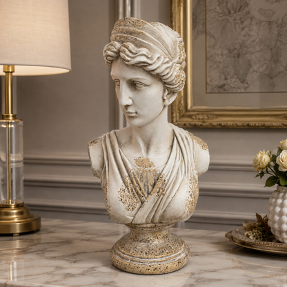 Busto Decorativo Clásico - Acabado Envejecido – Poliresina -  59,5 cm