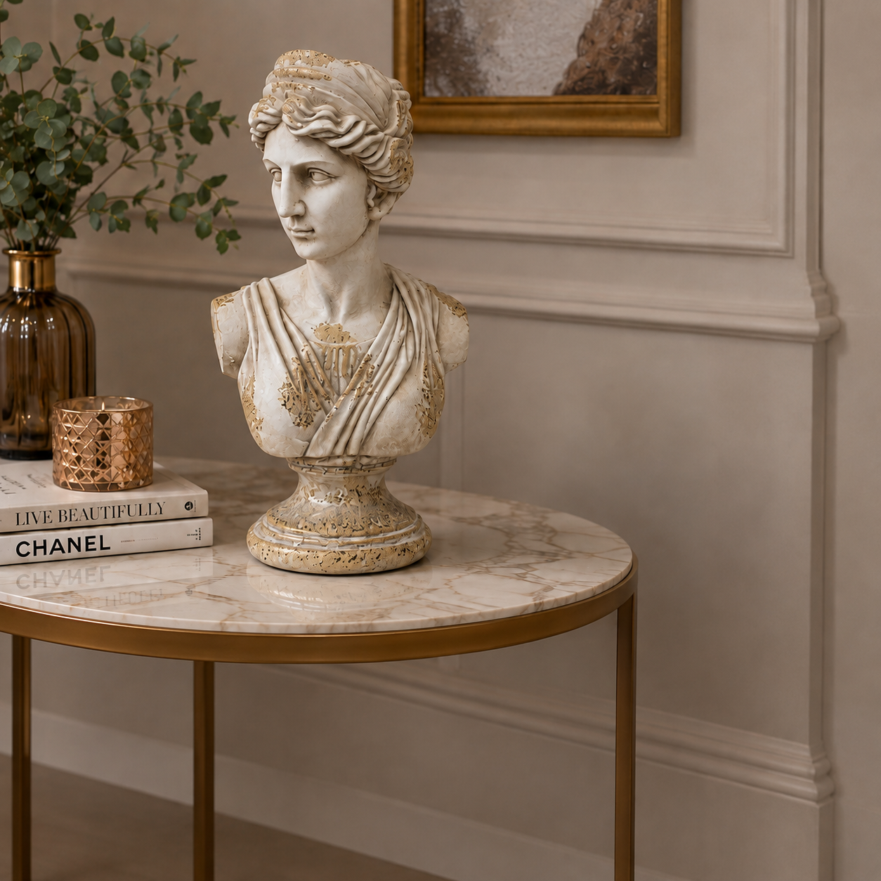 Busto Decorativo Clásico - Acabado Envejecido – Poliresina -  59,5 cm