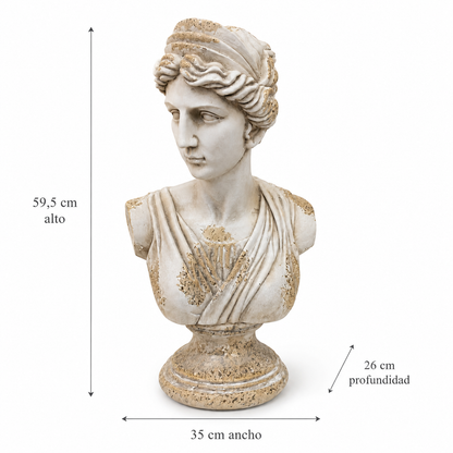 Busto Decorativo Clásico - Acabado Envejecido – Poliresina -  59,5 cm