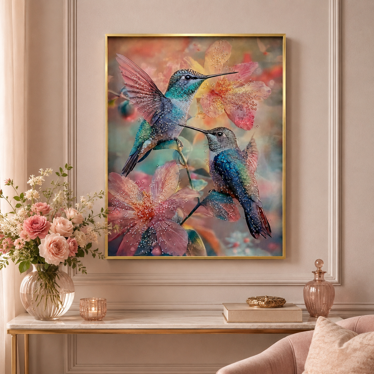Cuadro Decorativo Par de Colíbries - 70 cm