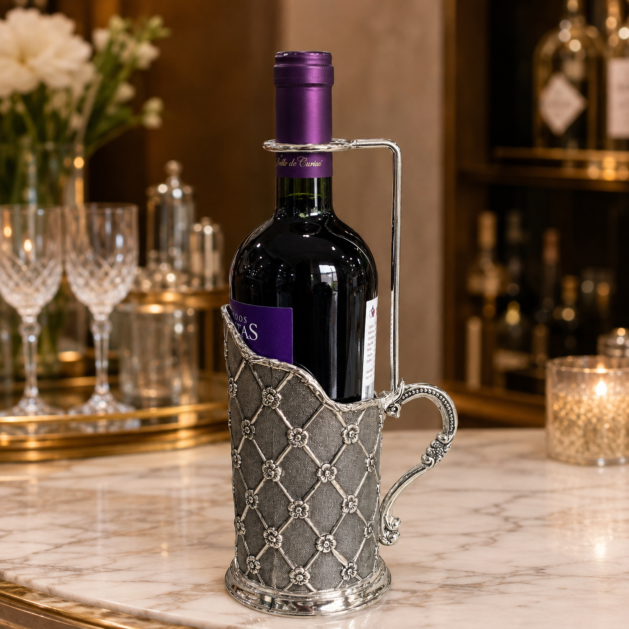 Porta Botella de Plaqué – Diseño Clásico
