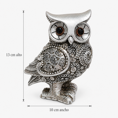 Figura Decorativa Búho Plateado - 13 cm