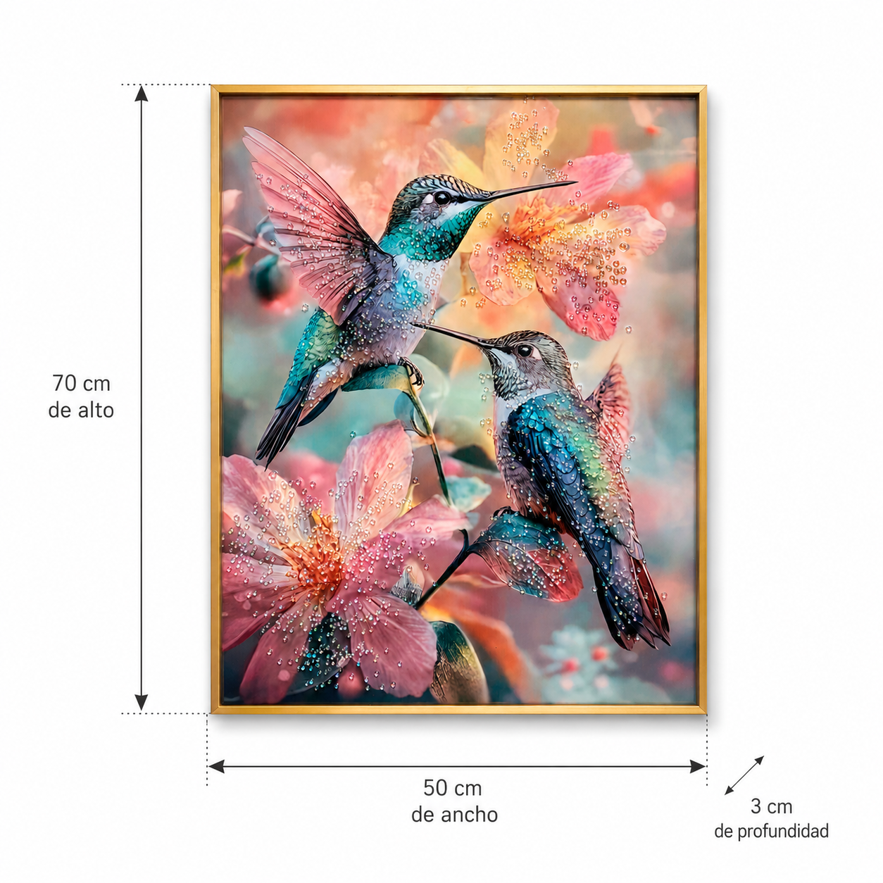 Cuadro Decorativo Par de Colíbries - 70 cm
