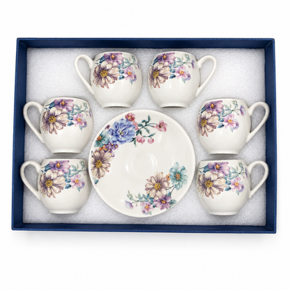 Juego de 6 Tazas con Platillo Flowers – Porcelana