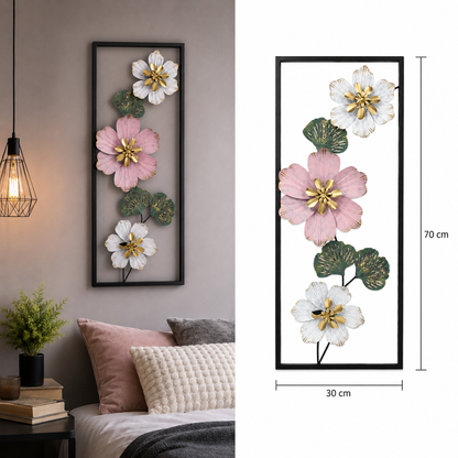 Cuadro Decorativo Metal Flor y Mariposa - 70 cm