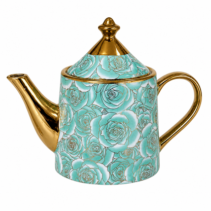 Set de Té 6 Tazas con Platillos, Tetera y Atril