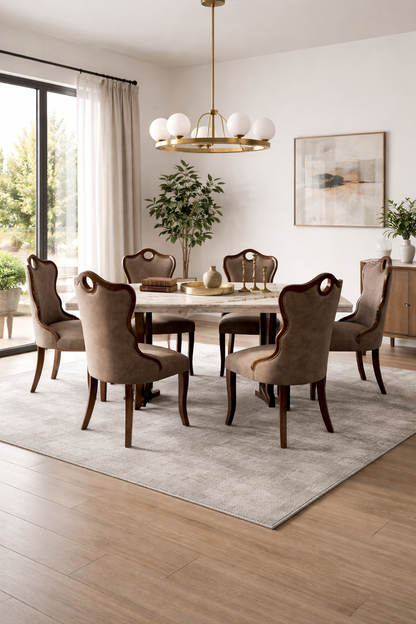 COMEDOR DE MARMOL Y ROBLE HALLE - 6 SILLAS