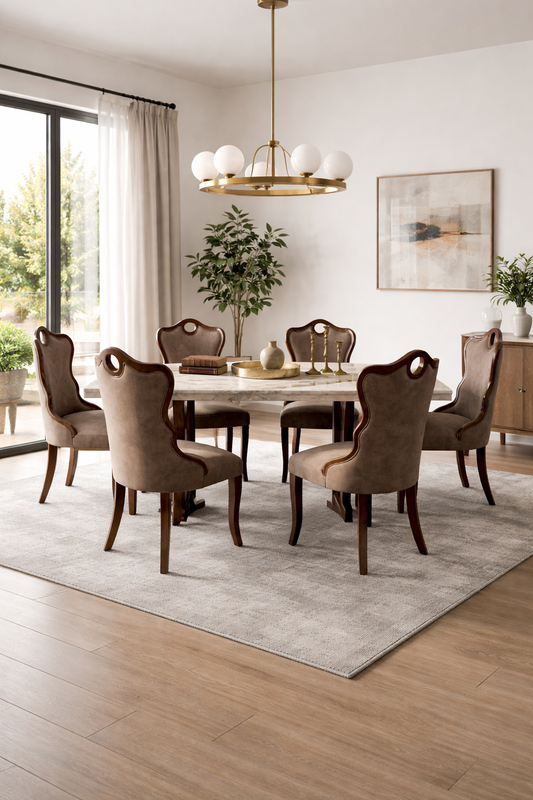 COMEDOR DE MARMOL Y ROBLE HALLE - 6 SILLAS