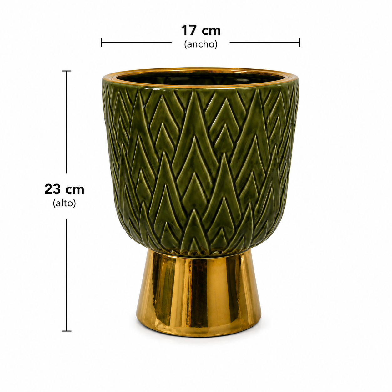 Centro de Mesa / Macetero Verde de Cerámica - 23 cm