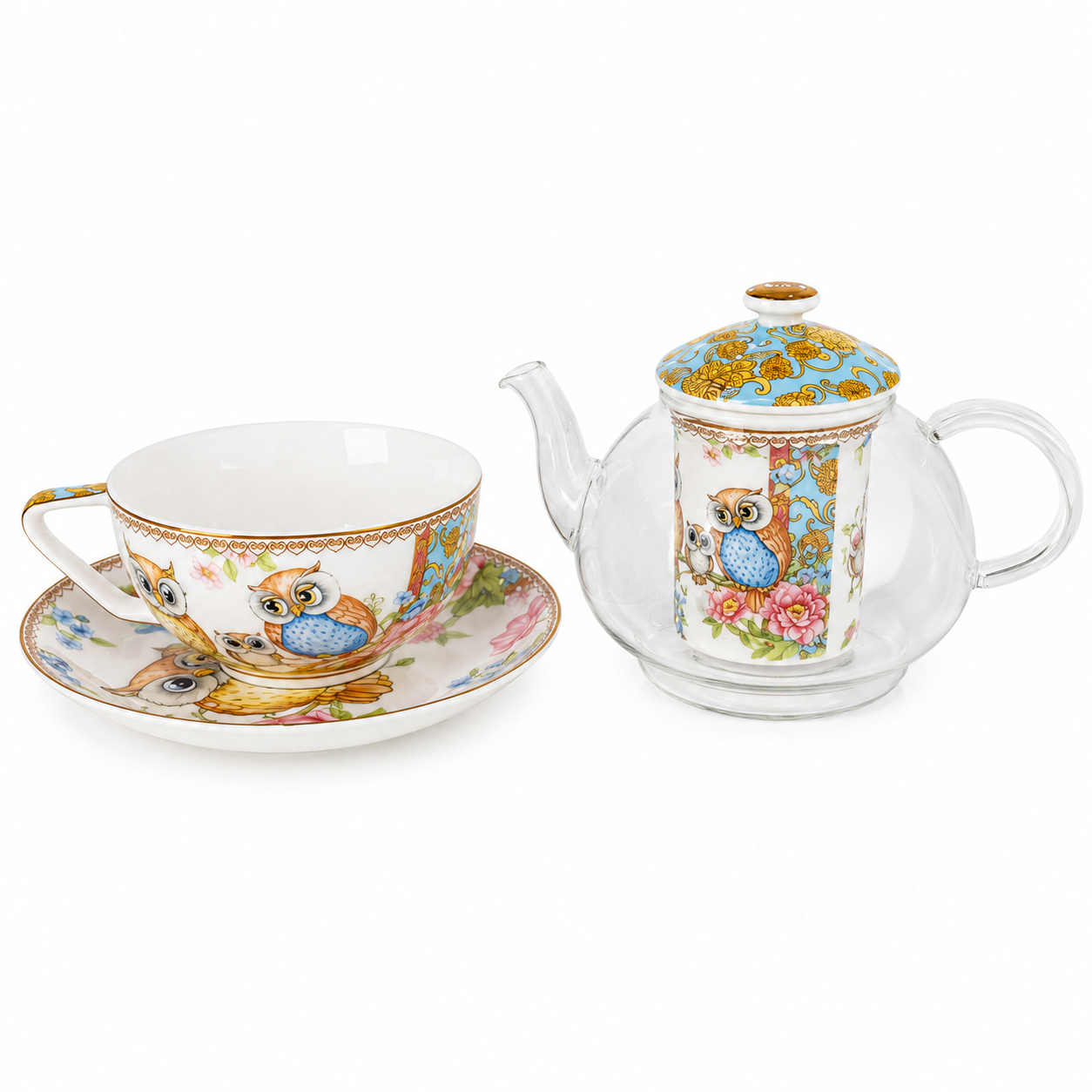 Taza de Té con Tetera e Infusor OWL