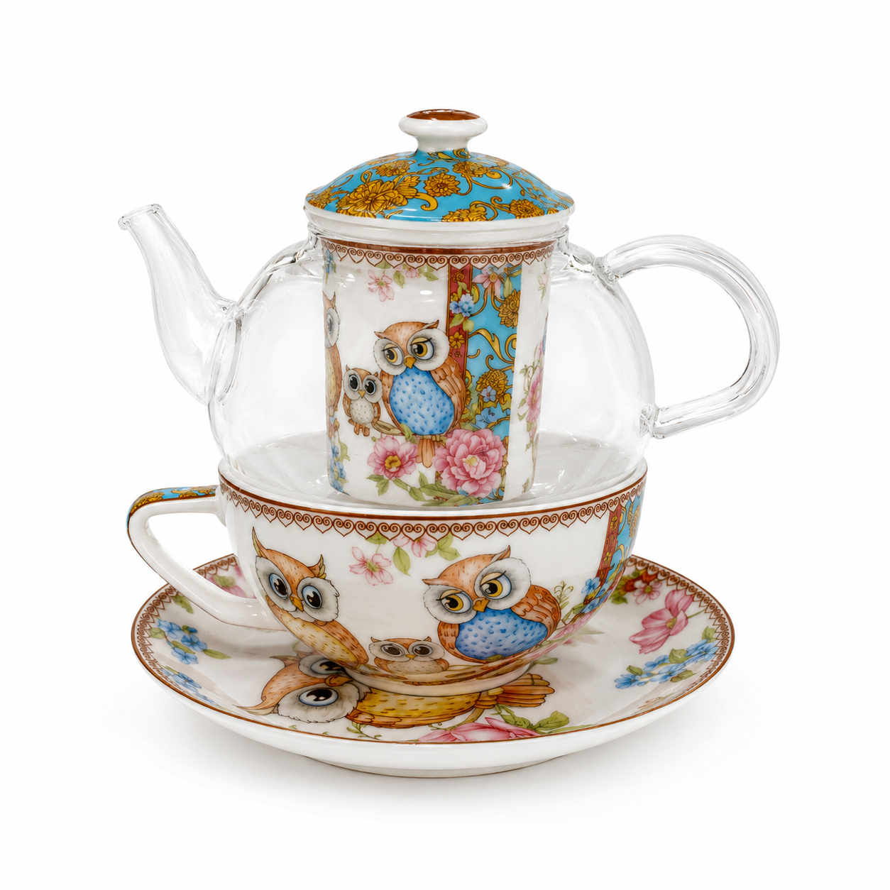 Taza de Té con Tetera e Infusor OWL
