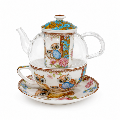 Taza de Té con Tetera e Infusor OWL