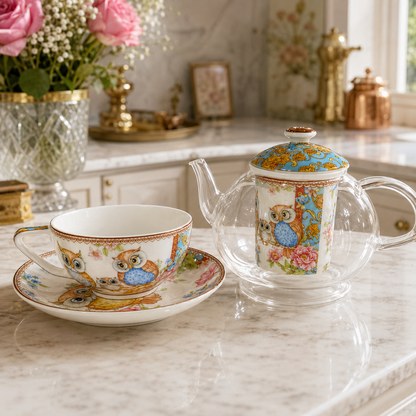 Taza de Té con Tetera e Infusor OWL