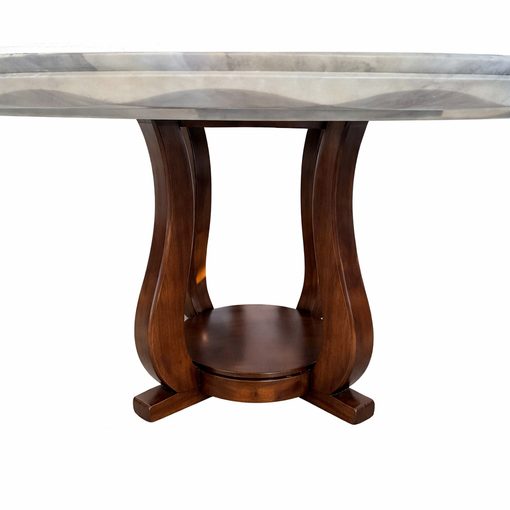 COMEDOR REDONDO DE MARMOL Y ROBLE SISE - 6 SILLAS