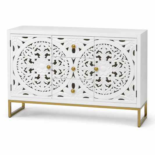 Mueble Mandala Blanco – Estilo bohemio moderno - Frontales tallados