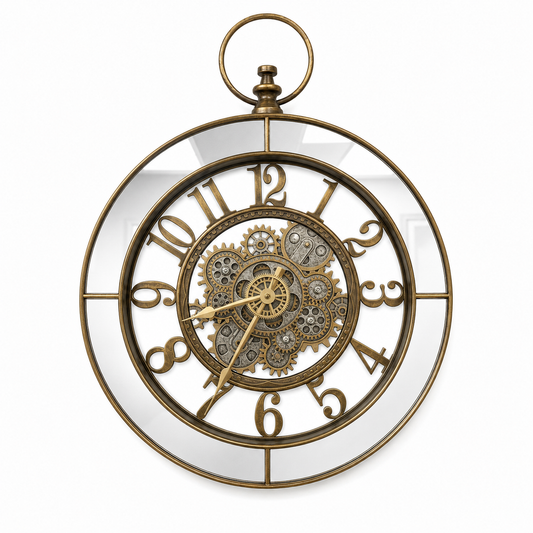 Reloj engranaje - Espejado - Color Dorado y Plateado - 37 cm