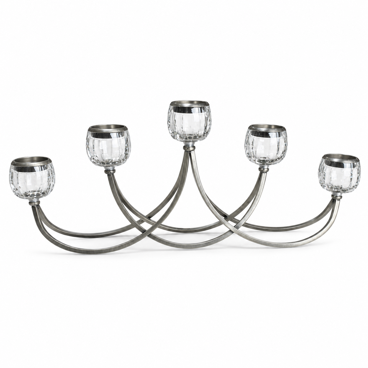 Candelabro Extendido de Cristal con Base Metálica - 65 cm