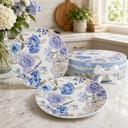 Set de 2 Platos de Pan con Diseño Floral - 19 cm