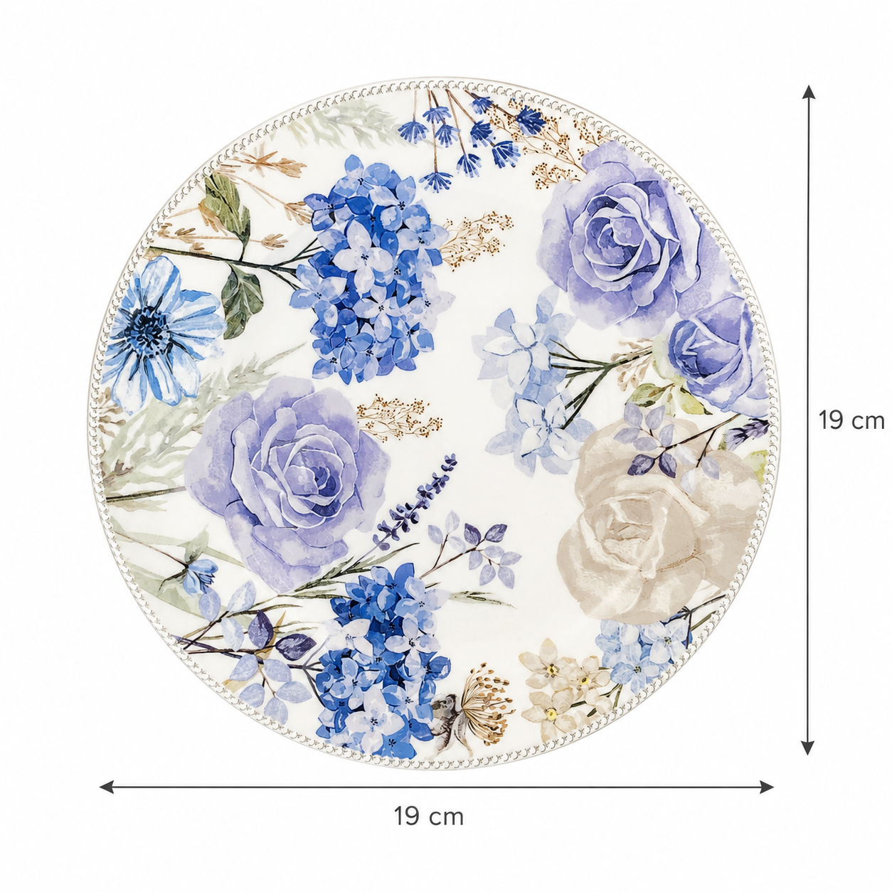 Set de 2 Platos de Pan con Diseño Floral - 19 cm