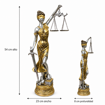 Dama de la Justicia Dorada – Figura Decorativa - Poliresina -  54 cm