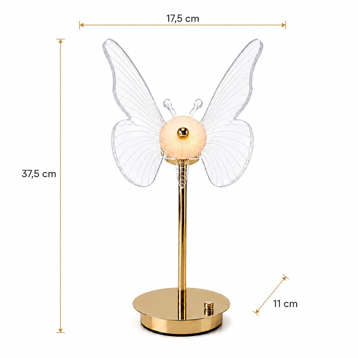 Lámpara LED Mariposa - Acrílico y Metal - Control Táctil