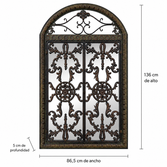 Espejo Reja - Estilo Clásico - Metalico - 86,5x5x136 cm