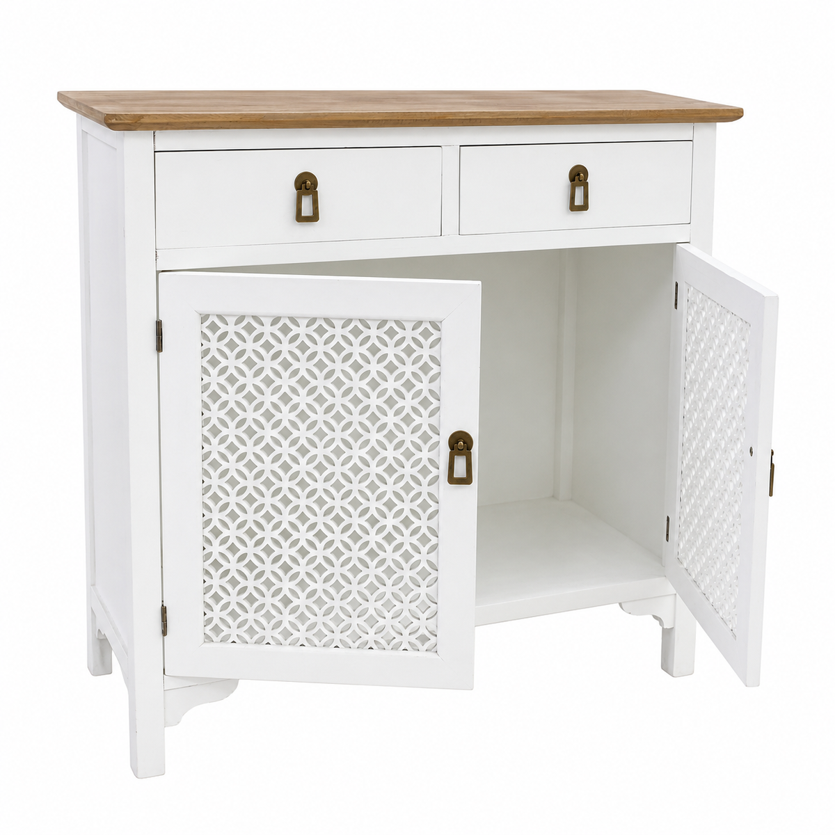 Mueble Gabinete-Buffet Blanco - Madera - Estilo Rústico - 90x40x90 cm