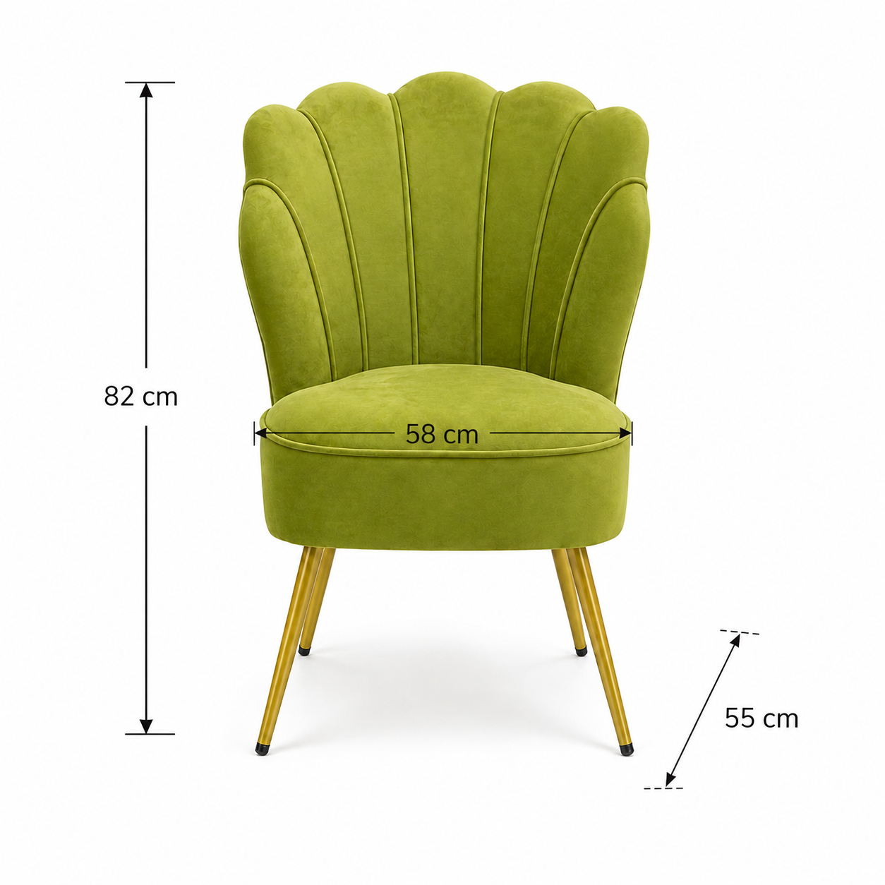 Sillón de Felpa Verde con Patas Doradas