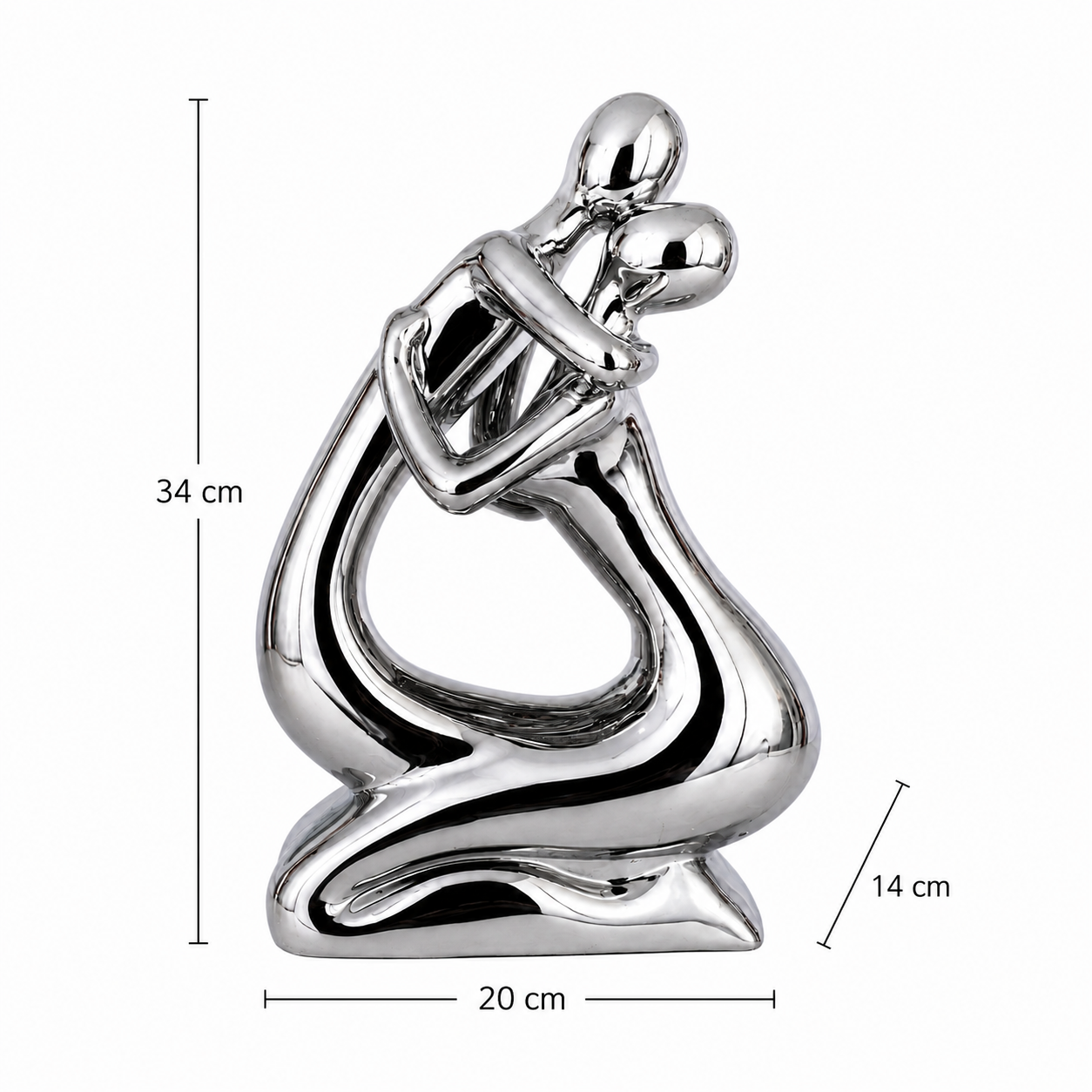 Figura Decorativa Pareja Abstracta Plateada - 34 cm