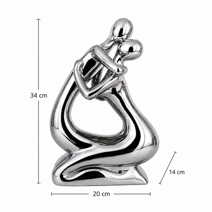 Figura Decorativa Pareja Abstracta Plateada - 34 cm